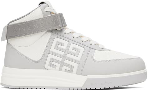 Givenchy White & Grey G Set Leather and Suede Sneakers